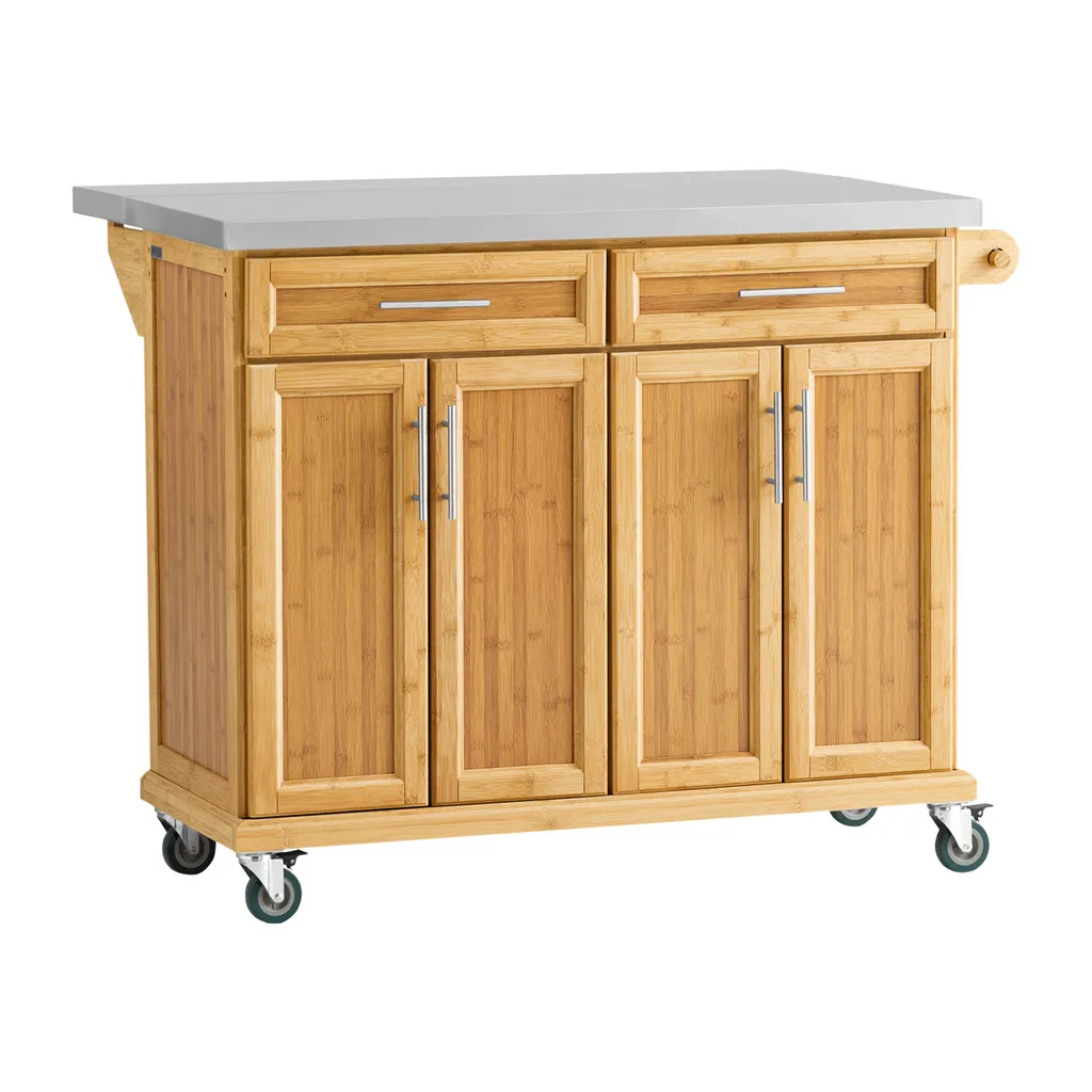 SoBuy FKW69-N Kücheninsel Küchenwagen Mit Erweiterbarer Edelstahlarbeitsplatte Küchenschrank Servierwagen Bambus BHT Ca.: 115x92x46-71cm 1 SoBuy FKW69-N Kücheninsel Küchenwagen Mit Erweiterbarer Edelstahlarbeitsplatte Küchenschrank Servierwagen Bambus BHT Ca.: 115x92x46-71cm