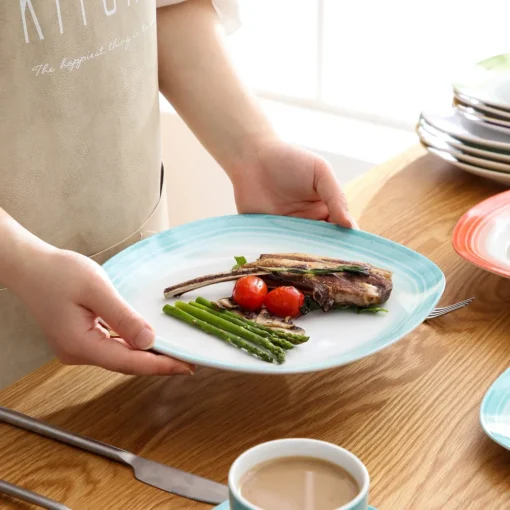 VEWEET Tafelservice 'SPARK' Aus Porzellan, 60-tlg Kombiservice, Kaffeetassen, Untertasse, Dessertteller, Speiseteller Und Suppenteller, Komplettservice Für 12 Personen – Bild 6