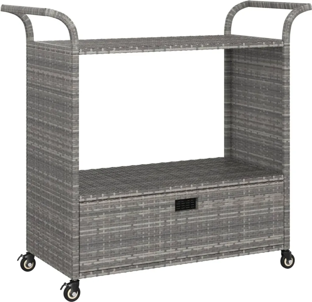 VidaXL Barwagen Mit Schublade Grau 100x45x97 Cm Poly Rattan 1 VidaXL Barwagen Mit Schublade Grau 100x45x97 Cm Poly Rattan