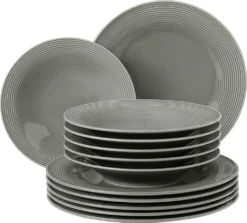 Seltmann Weiden Tafelservice Beat Grau Relief Modern