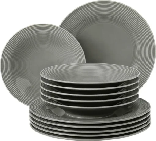 Seltmann Weiden Tafelservice Beat Grau Relief Modern