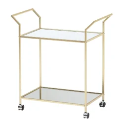 WOHNLING Design Servierwagen Gold 73x78x37 Cm Küchenwagen Glas / Metall | Mobiler Beistelltisch | Speisewagen Mit Glasplatte | Teewagen Mini Bar Auf 4 Rollen -Qualitätsladen Für Geschirr 5a347d4bbd604fbb2eb97a225933d3b8