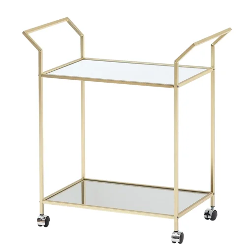WOHNLING Design Servierwagen Gold 73x78x37 Cm Küchenwagen Glas / Metall | Mobiler Beistelltisch | Speisewagen Mit Glasplatte | Teewagen Mini Bar Auf 4 Rollen – Bild 6