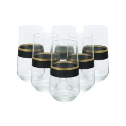 Longdrinkgläser Set | Schwarz-Gold 6-Teilig