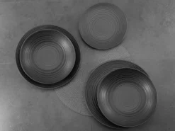 CreaTable 23205 Tafelservice Elements Collection Lava Stone Für 4 Personen, Steinzeug, Schwarz/grau (1 Set, 12-teilig) -Qualitätsladen Für Geschirr 5bc26cc4bfdbcdfff949ab4b5d3b4d63