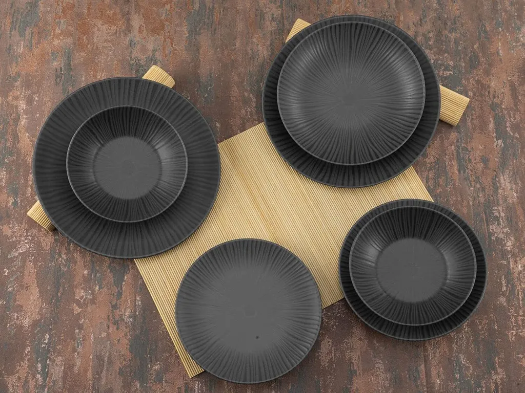 CreaTable 23211 Tafelservice Elements Collection Vesuvio Black Für 4 Personen, Steinzeug, Schwarz/grau (1 Set, 12-teilig) 14 CreaTable 23211 Tafelservice Elements Collection Vesuvio Black Für 4 Personen, Steinzeug, Schwarz/grau (1 Set, 12-teilig) – Bild 14