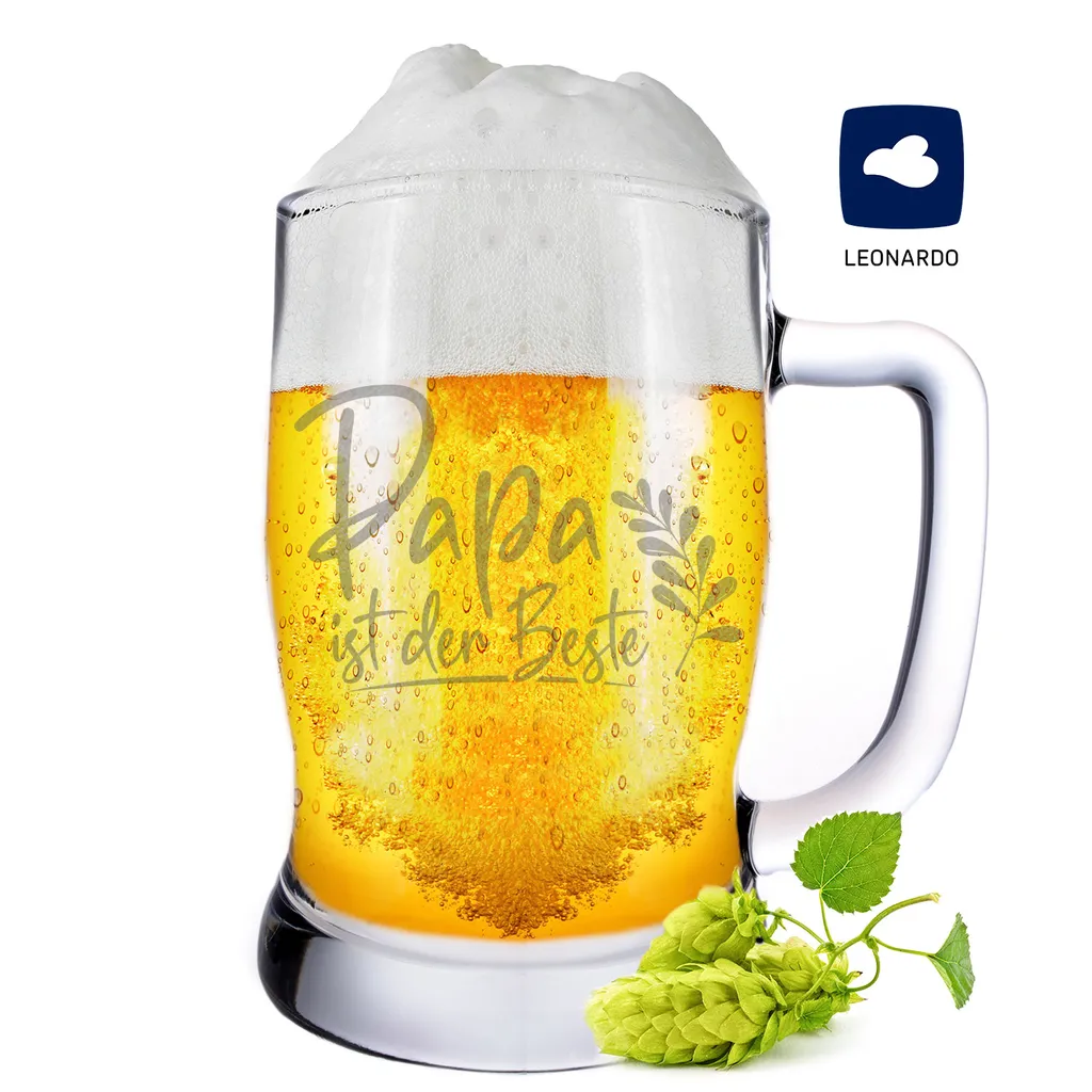 Leonardo Bierkrug Mit Gravur "Papa Ist Der Beste" : 0,3 L 2 Leonardo Bierkrug Mit Gravur "Papa Ist Der Beste" : 0,3 L – Bild 2