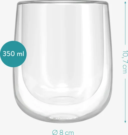 Navaris 4x Doppelwandige Gläser 350ml - Thermogläser Für Cappuccino Latte Macchiato Tee Wasser Cola Cocktails - 4er Set Kaffeegläser Borosilikat – Bild 4