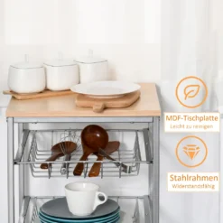 HOMCOM Servierwagen, Küchenwagen Mit Metallkörben, Küchentrolley, Beistellwagen, Silber, 36,5 X 36,5 X 89 Cm -Qualitätsladen Für Geschirr 5d924da367472f77b8acbbe51276c7e3