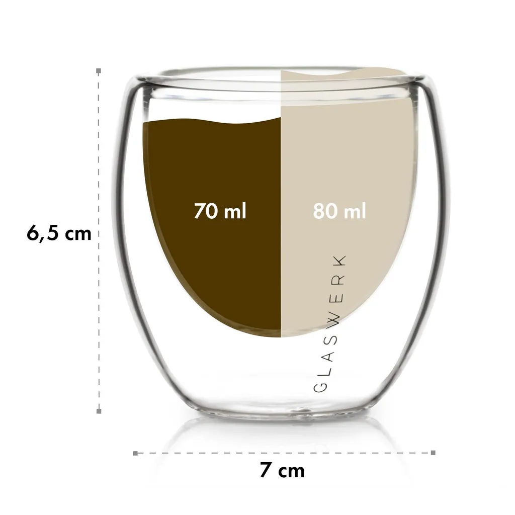 Klarstein Glaswerk Vienna Doppelwandige Gläser , Thermoglas , Trinkglas , Espresso-, Kaffee- Und Shotglas , 4 Stück , Für Heiße Und Kalte Getränke , 80 Ml , Borosilikatglas , Hitze- Und Kältebeständig , Handgemacht , Spülmaschinenfest , Thermoeffekt 6 Klarstein Glaswerk Vienna Doppelwandige Gläser , Thermoglas , Trinkglas , Espresso-, Kaffee- Und Shotglas , 4 Stück , Für Heiße Und Kalte Getränke , 80 Ml , Borosilikatglas , Hitze- Und Kältebeständig , Handgemacht , Spülmaschinenfest , Thermoeffekt – Bild 6