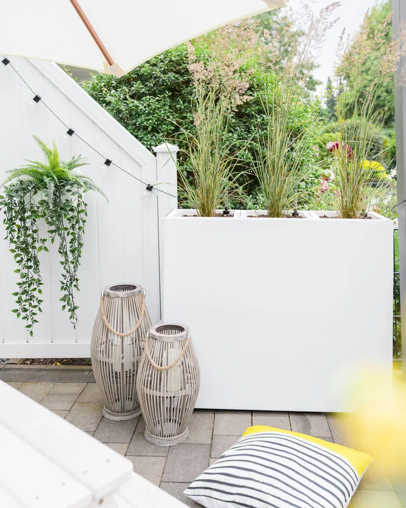 Pflanzkübel Raumteiler Auf Rollen Fiberglas "Elemento", Weiß Matt - 88x30x75 Cm 1 Pflanzkübel Raumteiler Auf Rollen Fiberglas "Elemento", Weiß Matt - 88x30x75 Cm