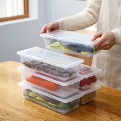 4 Stück Lebensmittel Frisch Aufbewahren Kühlschrank Aufbewahrungsbox Lebensmittelbehälter Frischhaltedosen,mit Abnehmbarer Ablaufplatte Und Deckel,Stapelbare Kunststoffbox
