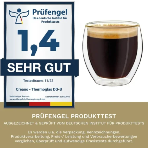 Creano Doppelwandige Espresso-Gläser, 4er-Set 100ml Thermo-Gläser Mit Schwebe-Effekt – Bild 5
