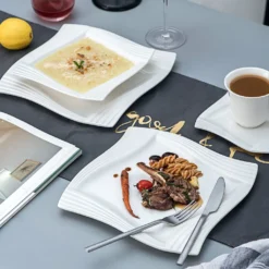 MALACASA, Serie Amparo, Cremeweiß Porzellan Tafelservice 12 Tlg. Set Speiseteller Und Suppenteller Geschirrset Für 6 Personen -Qualitätsladen Für Geschirr 637584938fbf7fa968d205072c53eb55 1