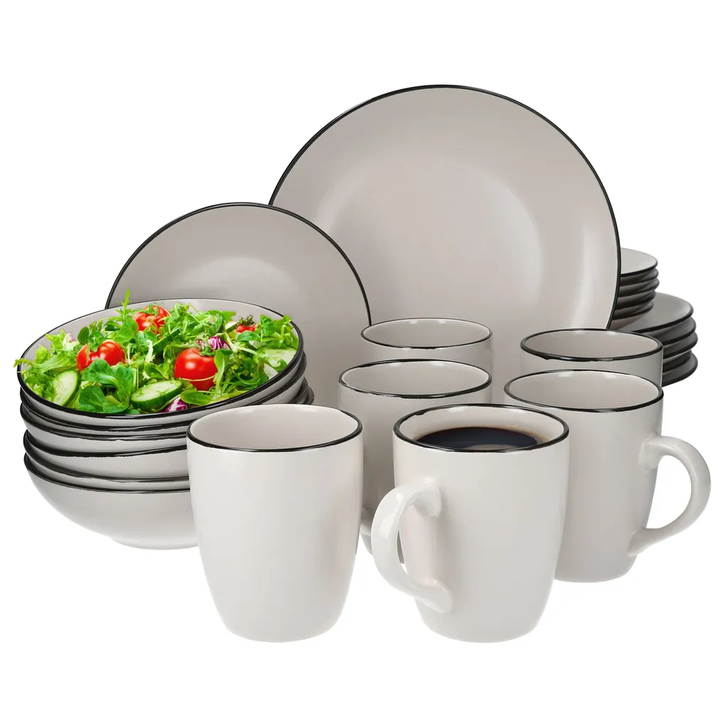 24tlg. Geschirrset Campo Creme 6 Pers. Kaffeebecher Suppenteller Kuchenteller Speiseteller 1 24tlg. Geschirrset Campo Creme 6 Pers. Kaffeebecher Suppenteller Kuchenteller Speiseteller