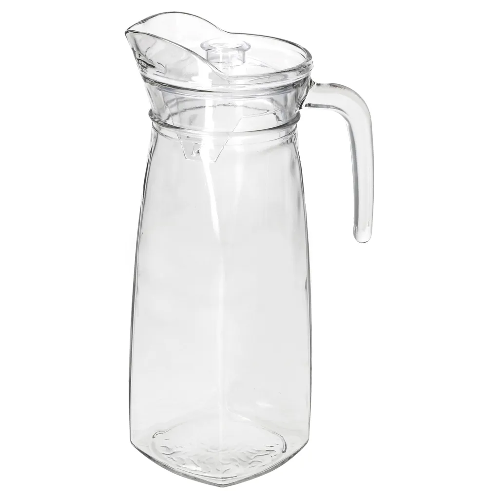 KARA Glas-Karaffe Mit Kunstoff-Deckel + Griff 1,2L Wasser-Krug Saftkanne Limo 2 KARA Glas-Karaffe Mit Kunstoff-Deckel + Griff 1,2L Wasser-Krug Saftkanne Limo – Bild 2