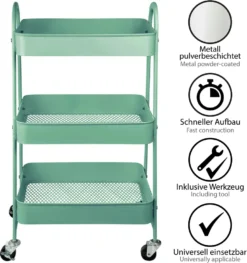 ONVAYA® Servierwagen Silvio | Beistellwagen | Mint | 30,5 X 45 X 77 Cm | 3 Fächer | Multifunktionswagen | Transportwagen | Allzweckwagen | Küchentrolley | Nischenregal 8 ONVAYA® Servierwagen Silvio | Beistellwagen | Mint | 30,5 X 45 X 77 Cm | 3 Fächer | Multifunktionswagen | Transportwagen | Allzweckwagen | Küchentrolley | Nischenregal -Qualitätsladen Für Geschirr 6585a34f67e14e8824e76bd9685ec9a3