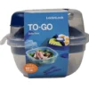 Lock & Lock To Go Salatbox 3 In1 Salatbox-Set Messer Gabel Saucenbehälter Blau