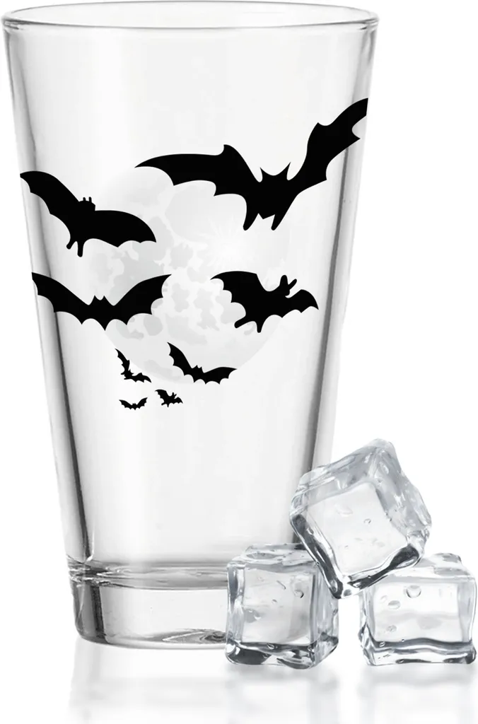 Leonardo Wasserglas Mit UV-Druck "Fledermausschwarm" Für Halloween 1 Leonardo Wasserglas Mit UV-Druck "Fledermausschwarm" Für Halloween