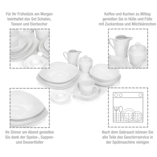 Sänger Kombiservice Bilgola Aus Porzellan 86 Teilig Für 12 Personen – Bild 2