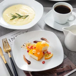 MALACASA, Serie Elisa, 100-teilig Tafelservice, Porzellan Kombiservice Mit Speiseteller, Suppenteller, Eierbecher, Kaffeetassen, Müslischalen, Dessertteller Für 12 Personen Grauweiß -Qualitätsladen Für Geschirr 67ec982b75b177dd2fe5bc7c11c1b5b2