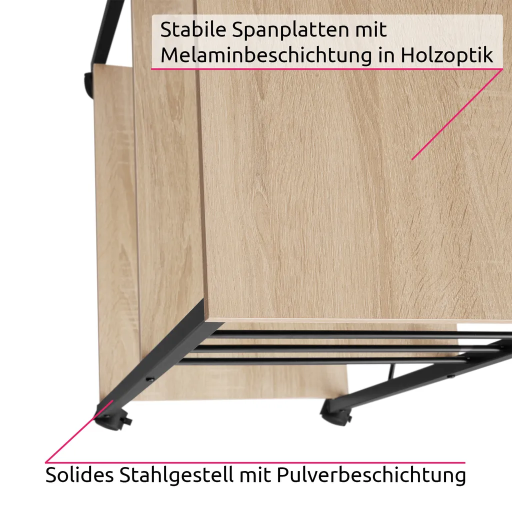 Tectake Servierwagen Rugby 65,5x45,5x88,5cm - Industrial Holz Hell, Eiche Sonoma 4 Tectake Servierwagen Rugby 65,5x45,5x88,5cm - Industrial Holz Hell, Eiche Sonoma – Bild 4