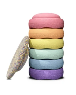 Stapelstein | REGENBOGEN | Pastell | Bündel 6+1 | 6 + BRETT KONFETTI PASTELL