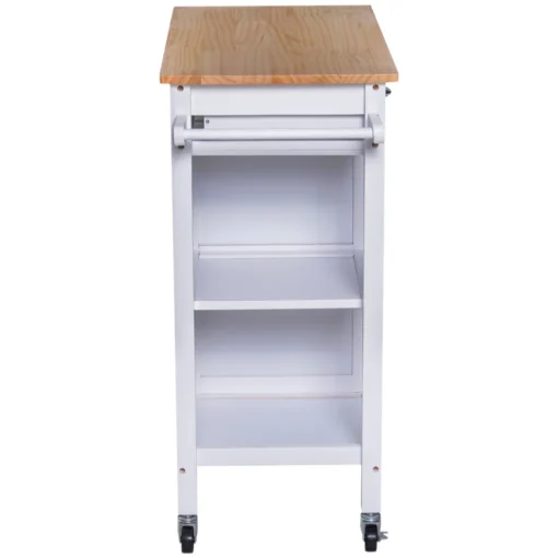 HOMCOM Servierwagen Küchenwagen Rollwagen Küchentrolley Mit Schrank Schublade Holz Weiß 88,5 X 40 X 86 Cm – Bild 3
