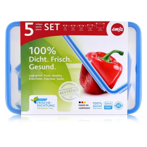 Emsa Clip & Close 5Er Set Frischhaltedosen, 0,15 L - 3,7 L, 508568 – Bild 2