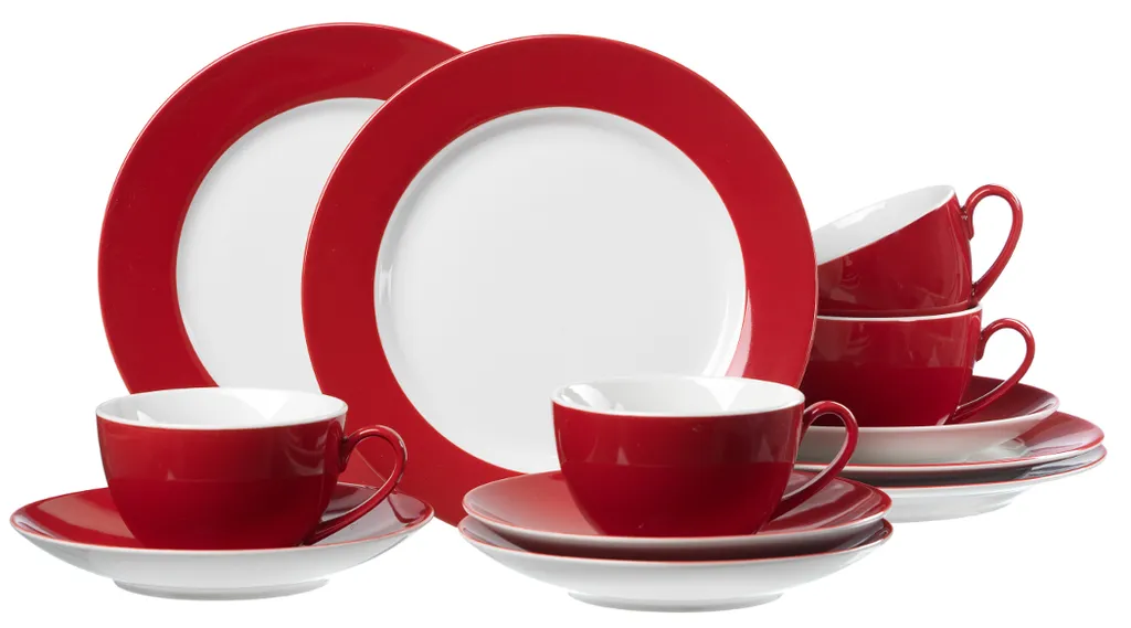 Flirt Kaffeeservice Doppio 18-teilig Mit Rotem Rand, Porzellan 1 Flirt Kaffeeservice Doppio 18-teilig Mit Rotem Rand, Porzellan
