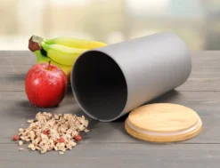 KESPER Vorratsdose, Kunststoff Mit Bambusdeckel, Grau, Ø 11,5 Cm, Höhe: 18,7 Cm, 32601 -Qualitätsladen Für Geschirr 6a35ba3d539afa206f26b2691fbc300a