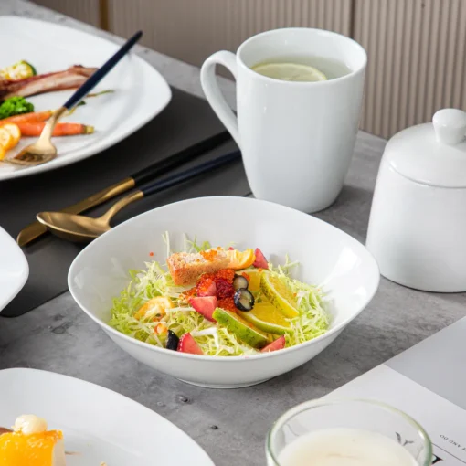 MALACASA, Serie Elisa, 100-teilig Tafelservice, Porzellan Kombiservice Mit Speiseteller, Suppenteller, Eierbecher, Kaffeetassen, Müslischalen, Dessertteller Für 12 Personen Grauweiß – Bild 5