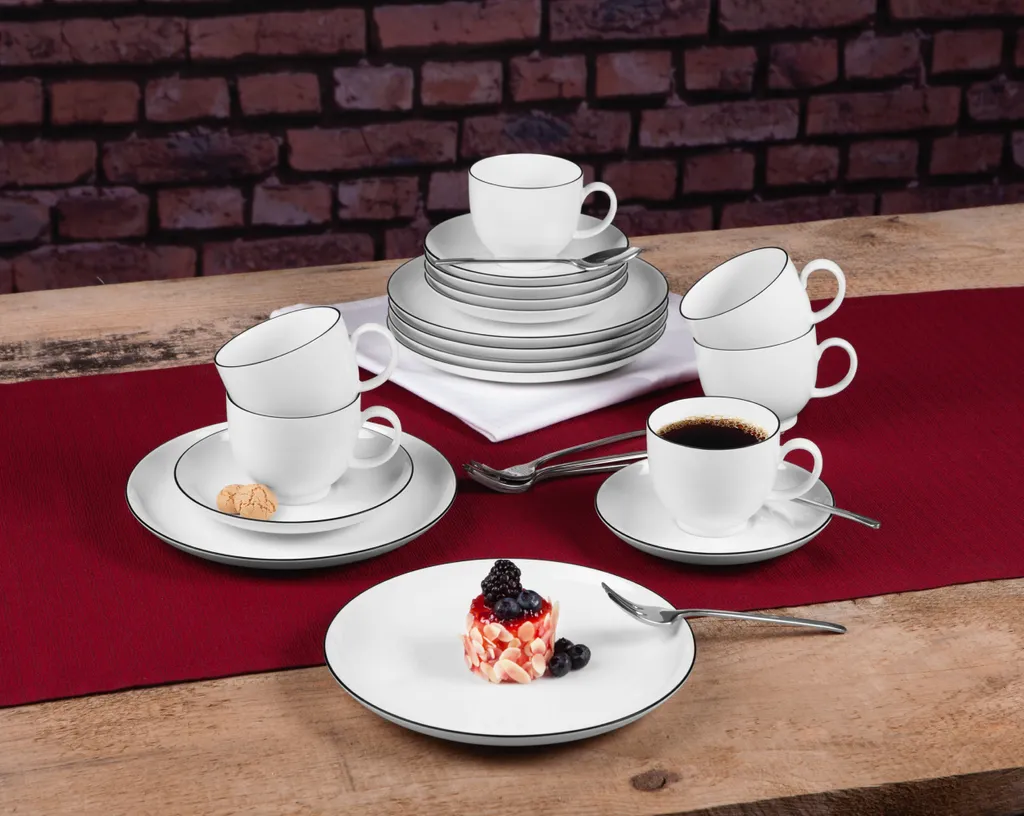 Seltmann Weiden Kaffeeservice Lido Schwarz Mit Farbrand Zeitlos 2 Seltmann Weiden Kaffeeservice Lido Schwarz Mit Farbrand Zeitlos – Bild 2