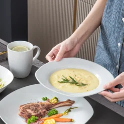 MALACASA, Serie Elisa, 100-teilig Tafelservice, Porzellan Kombiservice Mit Speiseteller, Suppenteller, Eierbecher, Kaffeetassen, Müslischalen, Dessertteller Für 12 Personen Grauweiß -Qualitätsladen Für Geschirr 6bfc8662e214e1957b0f41ffbd9f02b5