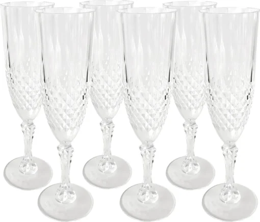 6er Set Kunststoff Champagner-Gläser Kristalleffekt 200ml / Ø6x22,5cm – Bild 3