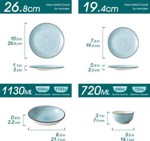 Vancasso Kombiservice »BONBON« Gesschirrset Aus Steinzeug, 24 Teiliges Tafelservice Set, Vintage Aussehen – Bild 2