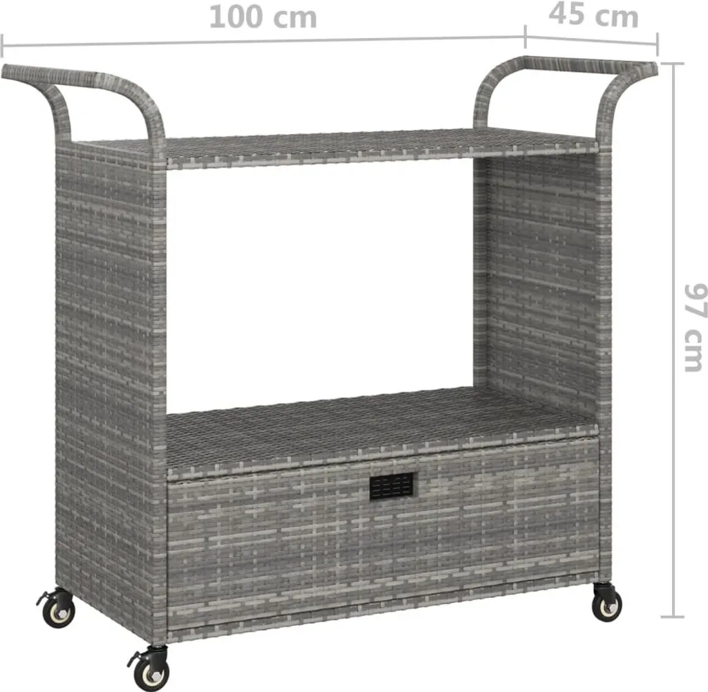VidaXL Barwagen Mit Schublade Grau 100x45x97 Cm Poly Rattan 7 VidaXL Barwagen Mit Schublade Grau 100x45x97 Cm Poly Rattan – Bild 7
