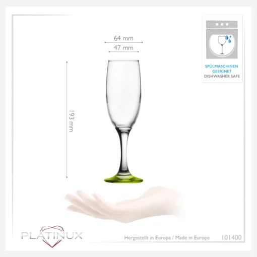 Sektgläser Bunt Aus Glas 150ml (max.190ml) Set 6-Teilig Champagnergläser Prosecco Gläser – Bild 4