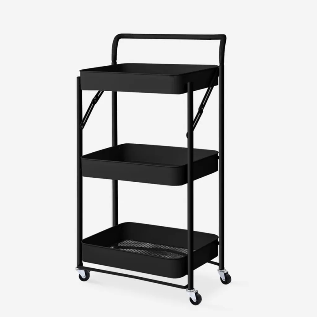 Klappbarer Küchenwagen 3 Etagen Griff Räder Pikas PlusFarbe: Schwarz, Höhe (cm): 89, Breite (cm): 46, Tiefe (cm): 29,5, Zusammensetzung: POWDER COATED IRON, Modelle: PIKAS PLUS, Länge (cm): 29 4 Klappbarer Küchenwagen 3 Etagen Griff Räder Pikas PlusFarbe: Schwarz, Höhe (cm): 89, Breite (cm): 46, Tiefe (cm): 29,5, Zusammensetzung: POWDER COATED IRON, Modelle: PIKAS PLUS, Länge (cm): 29 – Bild 4