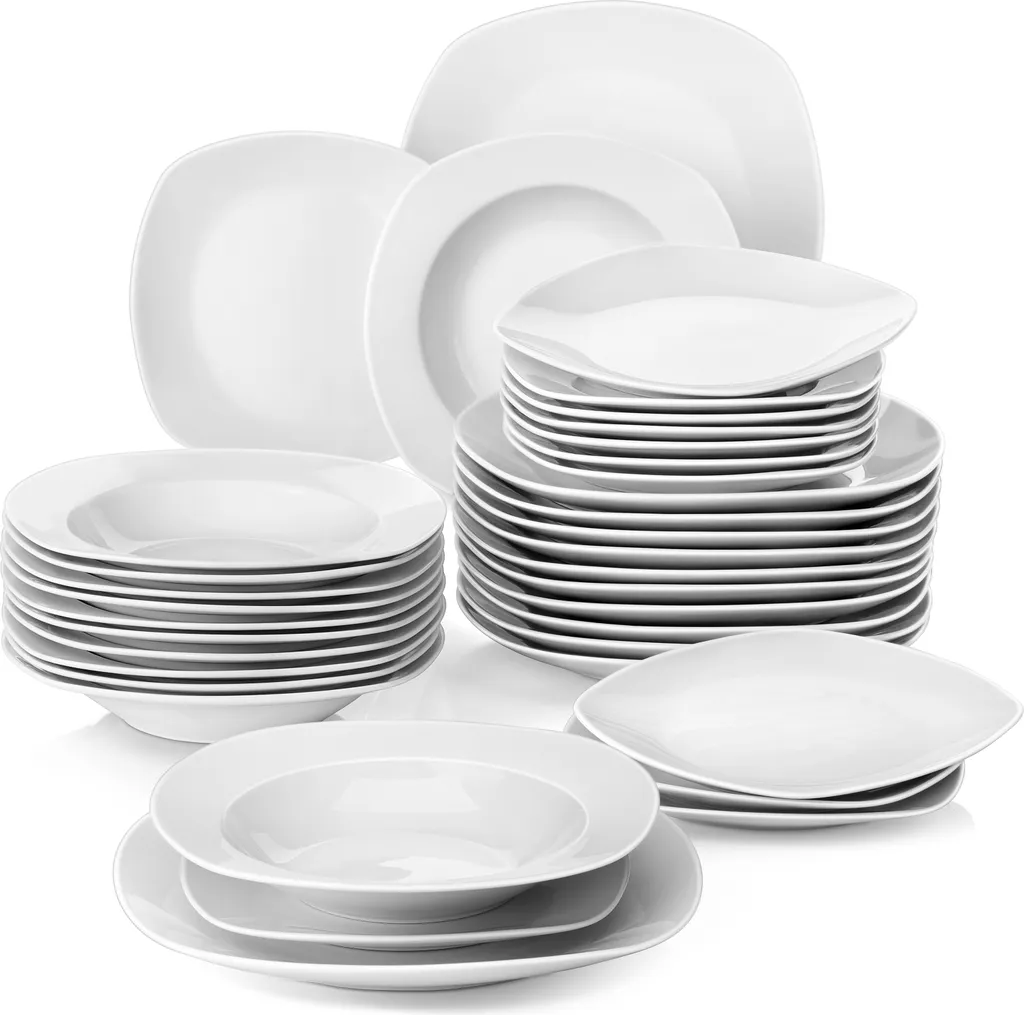 MALACASA, Serie Julia, 36 Tlg. Set Porzellan Geschirrset Tafelservice Mit Kuchenteller, Flachteller Und Suppenteller Für 12 Personen 1 MALACASA, Serie Julia, 36 Tlg. Set Porzellan Geschirrset Tafelservice Mit Kuchenteller, Flachteller Und Suppenteller Für 12 Personen