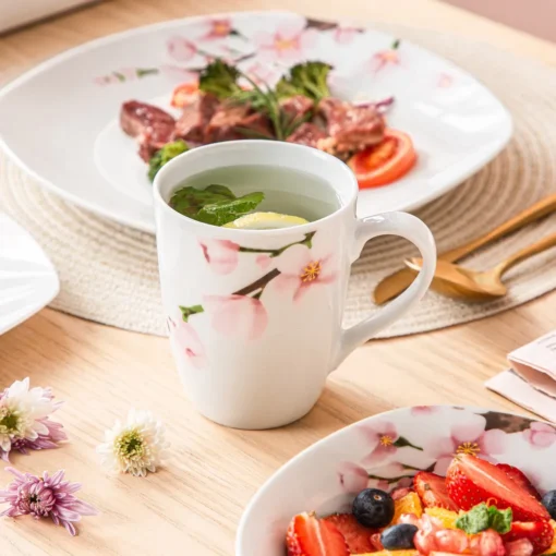 VEWEET Porzellan Kombiservice 'Annie', 40 Teilig Geschirrservice Für 8 Personen, Frühstückservice Mit Je 8 Eierbecher, Kaffeebecher 350 Ml, Müslischalen, Dessertteller Und Flachteller – Bild 4