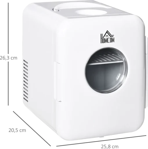 HOMCOM 4L Auto-Kühlschrank Kühlbox Mini-Kühlschrank DC 12V AC 230V/50Hz 60 W Für Auto Und Camping Weiß 25,8 X 20,5 X 26,3 Cm – Bild 3