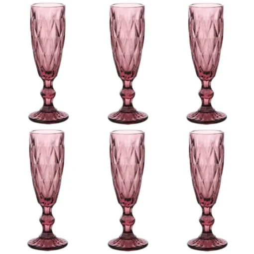Gläser-Set (6 Tlg.) Sektglas - Vintage Look - 150ml - Violett