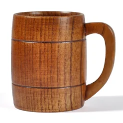 320ml Natürliches Holz Bierkrug Trinkbecher Griff Heiße Kalte Getränkebecher Bier Stein Bierkrug Bier Steins Becher Langlebiger Holzbecher Holzbecher