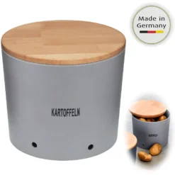 LS-LebenStil Natur Design Holz Kartoffeltopf 23x20cm Mad E In Germany Grau Silber