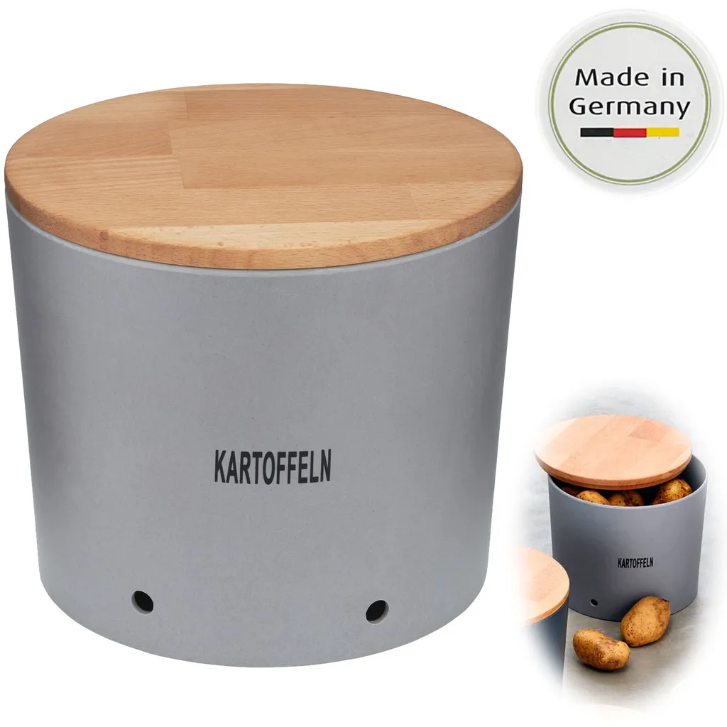 LS-LebenStil Natur Design Holz Kartoffeltopf 23x20cm Mad E In Germany Grau Silber 1 LS-LebenStil Natur Design Holz Kartoffeltopf 23x20cm Mad E In Germany Grau Silber