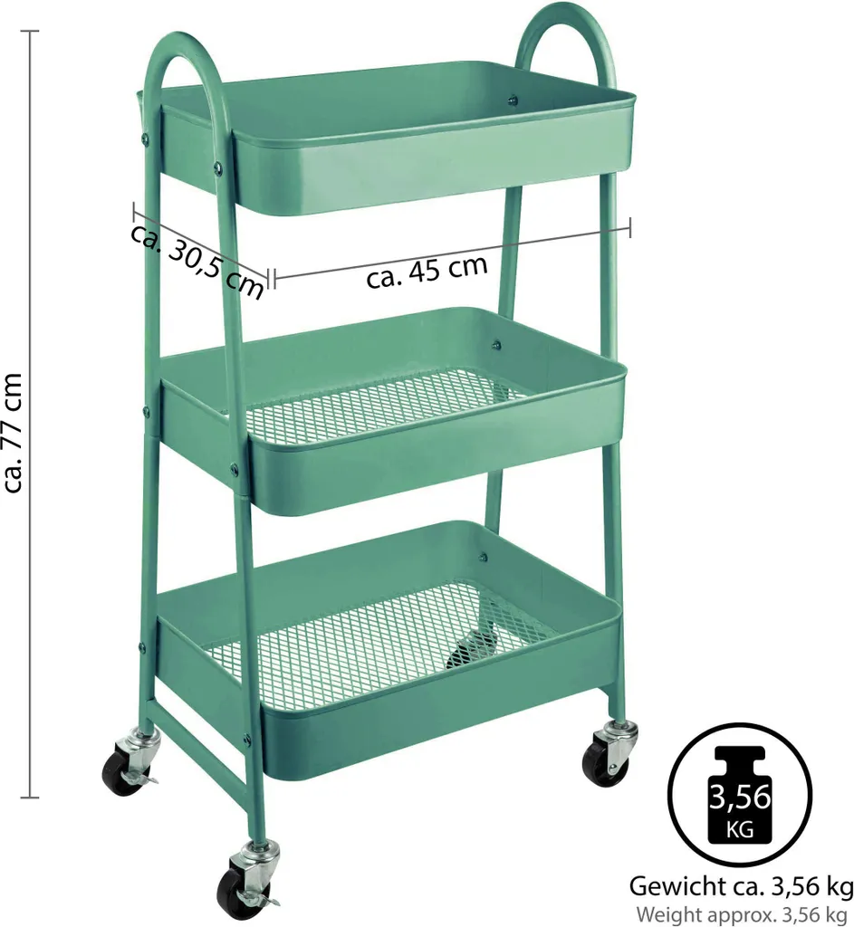 ONVAYA® Servierwagen Silvio | Beistellwagen | Mint | 30,5 X 45 X 77 Cm | 3 Fächer | Multifunktionswagen | Transportwagen | Allzweckwagen | Küchentrolley | Nischenregal 4 ONVAYA® Servierwagen Silvio | Beistellwagen | Mint | 30,5 X 45 X 77 Cm | 3 Fächer | Multifunktionswagen | Transportwagen | Allzweckwagen | Küchentrolley | Nischenregal – Bild 4