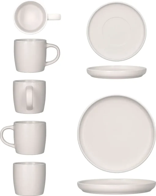 18tlg. Kaffeeservice Lea 6 Personen Kuchenteller Kaffee-Tasse Weiß Steingut – Bild 4