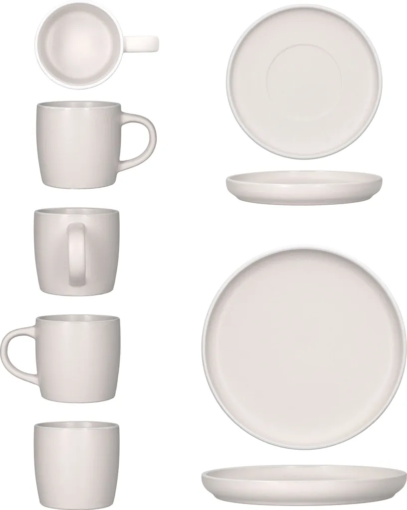 18tlg. Kaffeeservice Lea 6 Personen Kuchenteller Kaffee-Tasse Weiß Steingut 4 18tlg. Kaffeeservice Lea 6 Personen Kuchenteller Kaffee-Tasse Weiß Steingut – Bild 4