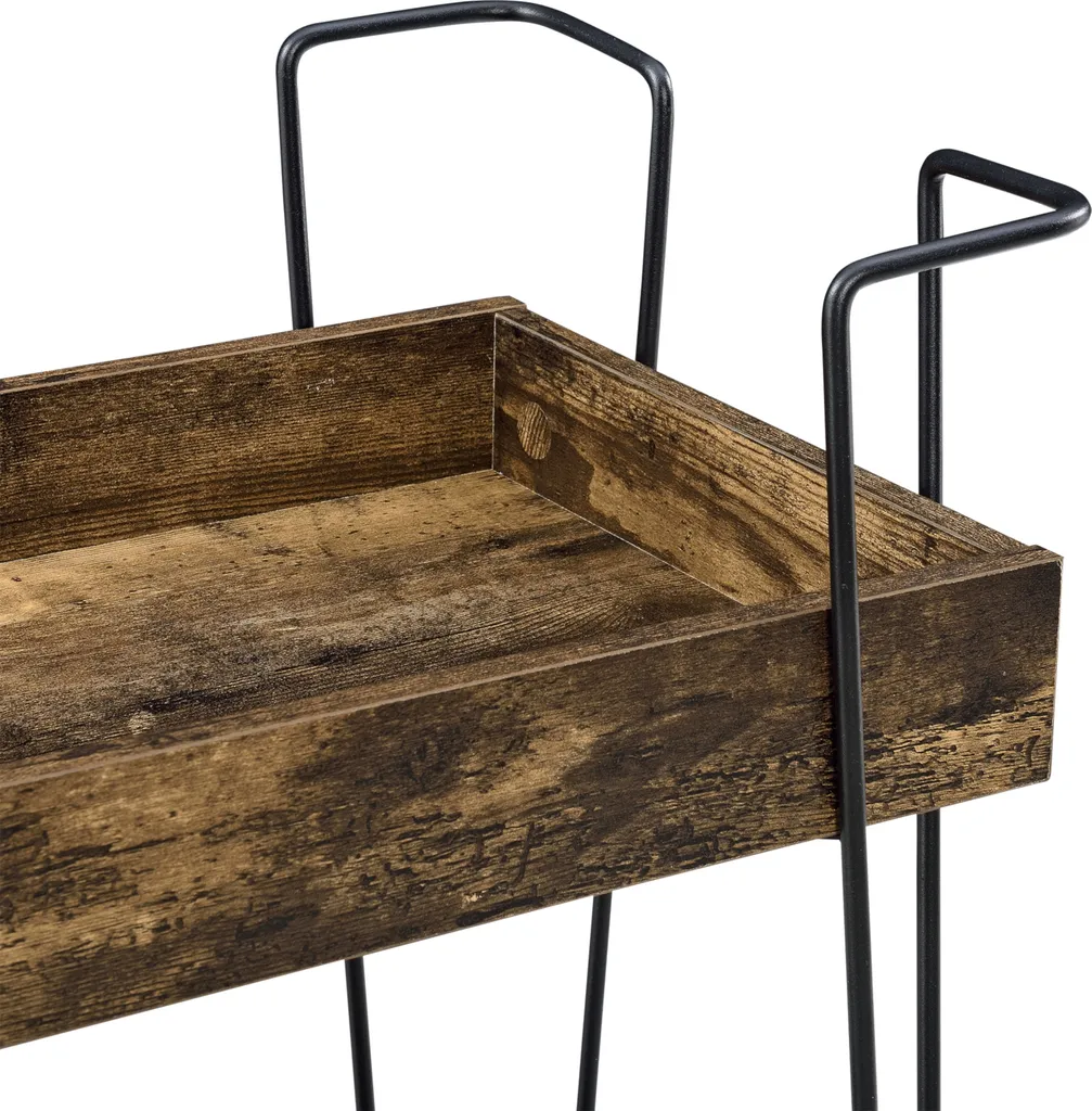 Servierwagen Vaxholm 78x62x32cm Barwagen Beistellwagen Rollwagen Bis 10 Kg Stahlgestell Dunkler Holzton 5 Servierwagen Vaxholm 78x62x32cm Barwagen Beistellwagen Rollwagen Bis 10 Kg Stahlgestell Dunkler Holzton – Bild 5